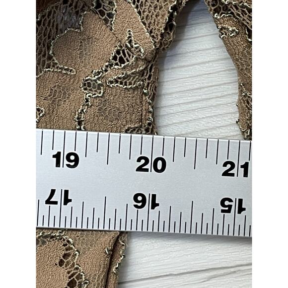Vintage Old Navy Top Womens‎ XL Brown Lace 3/4 Sleeve V Neck See Through Sheer - Picture 6 of 10